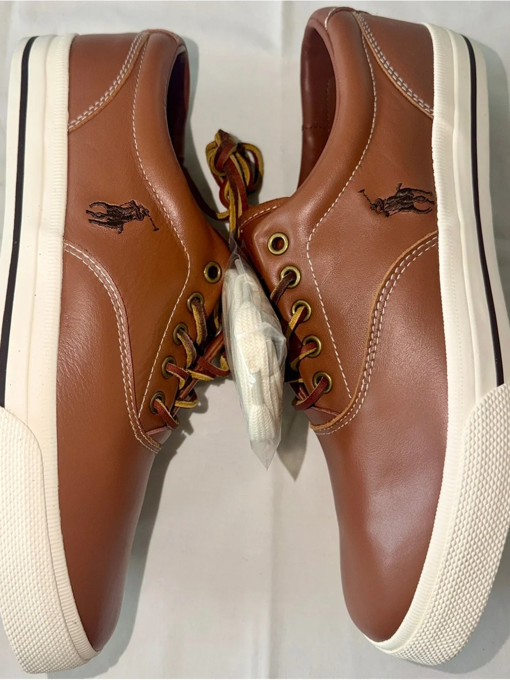 Polo Ralph Lauren Vaughn Brown Leather Sneakers Men's Size 9.5 D